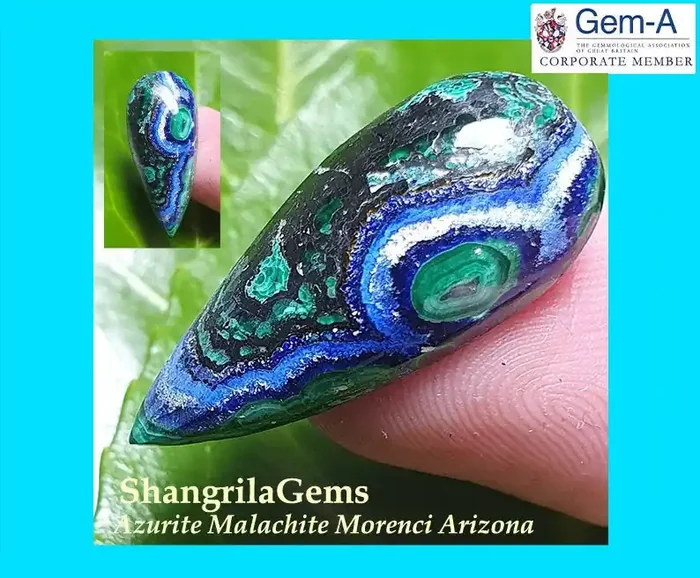 26.5mm 12.5ct Azurite Malachite Chrysocolla cabochon Morenci mine