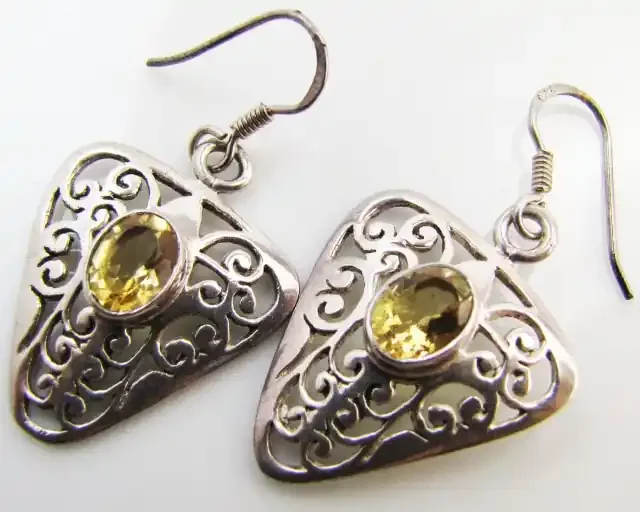 26 Cts Bright Citrine set in silver Earrings MJA 964