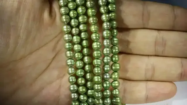 269.15 cts Three Pistachio Green Semi Round Pearl strands GOGO1079