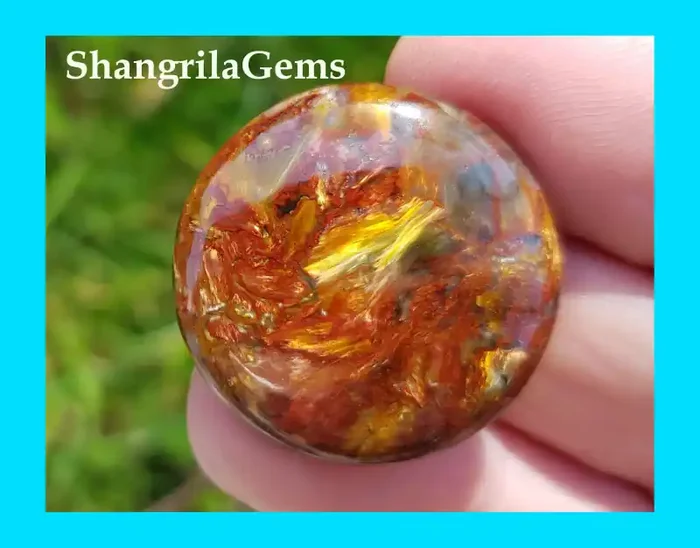 26mm RED Pietersite round cabochon AAA 30 by 26 by 4.5mm red gold and blue