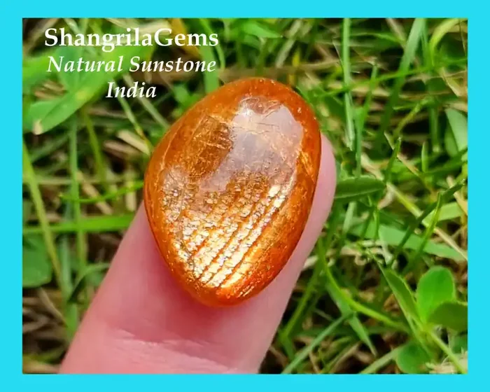 26mm SUNSTONE freeform cabochon from India 26 by 9 by 5mm 12.4ct