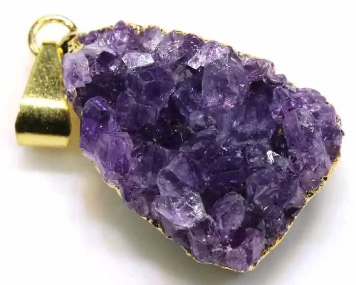 27.20 CTS AMETHYST CRYSTAL GOLD PLATED PENDANT SG-3574