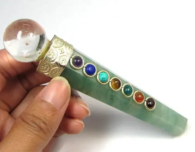 273CTS SEVEN AVENTURINE CHAKRA PENDULUM GG 352