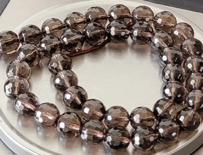 274 CTW FACETED SMOKEY QUARTZ GEMSTONE BEAD STRAND