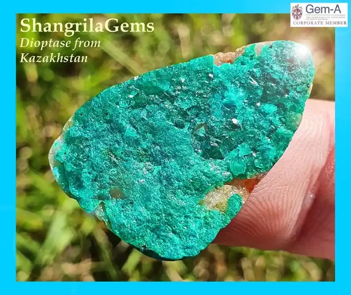 27mm Dioptase ocean blue green cabochon from Kazakhstan freeform