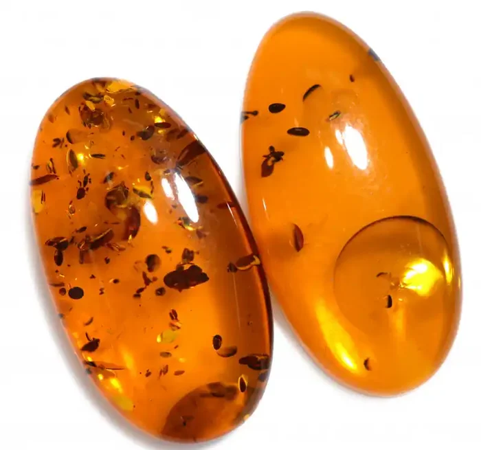 28 Cts Pair Honey Yellow Amber Gemstones AM 1697