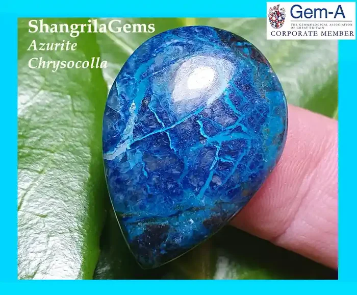 28mm 26.5ct Azurite chrysocolla cabochon with quartz