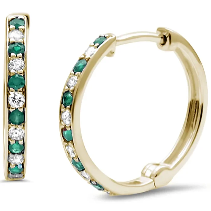 .29ct G SI 14K Yellow Gold Diamond Hoop Huggie Earrings