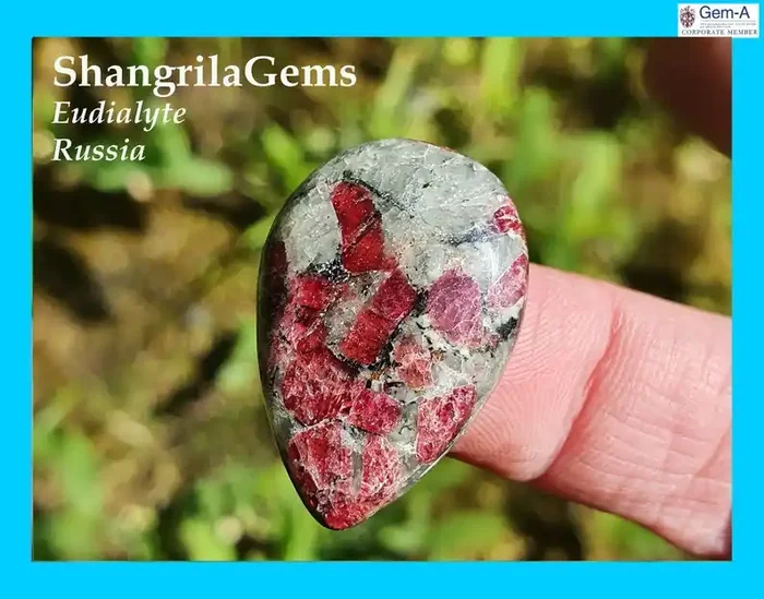 29mm 24ct Eudialyte drop pear ruby red cabochon AAA