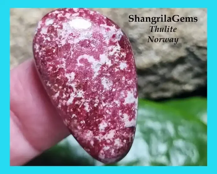 29mm Thulite cabochon red rare from Norway freeform drop pear shape 26ct