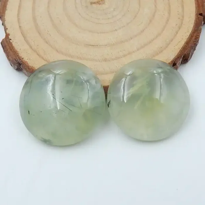 2pcs Handmade Gemstone ,Prehnite Cabochons ,Lucky Stone C832