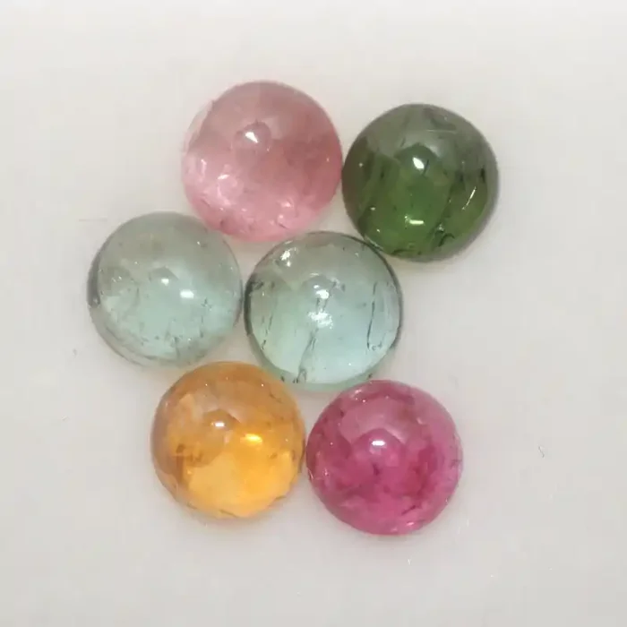 3.3 Ct Tourmaline Lot Round Cabochons 5mm.-(6pcs.).-(SKU 296)