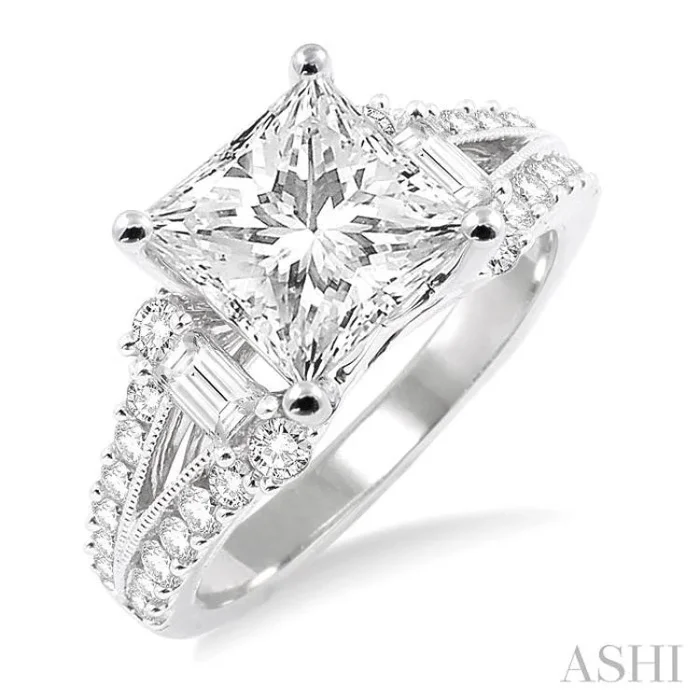 3/4 ctw Diamond Semi-Mount Engagement Ring in 14K White Gold