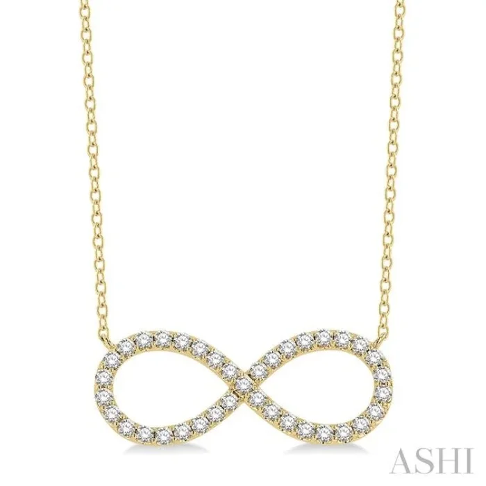 3/4 Ctw Round Cut Diamond Infinity Pendant With Chain in 14K Yellow Gold