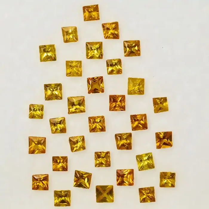 3.48 Cts Natural Yellow Sapphire Square 2.50mmPrincess Parcel Thailand