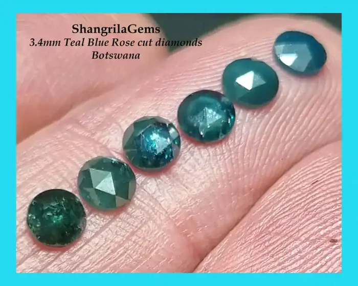 3.4mm Blue Rose cut diamond parcel of 6 0.84ct total