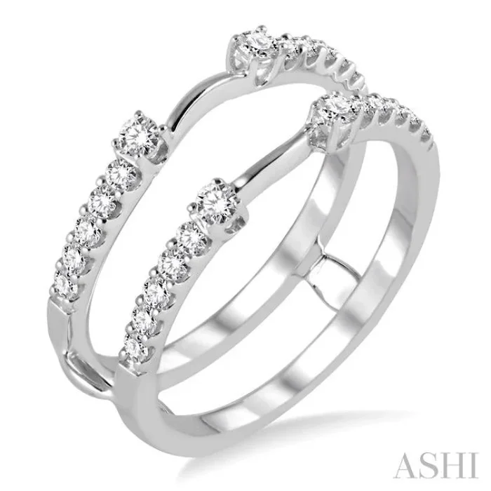 3/8 ctw Round Cut Diamond Insert Ring in 14K White Gold