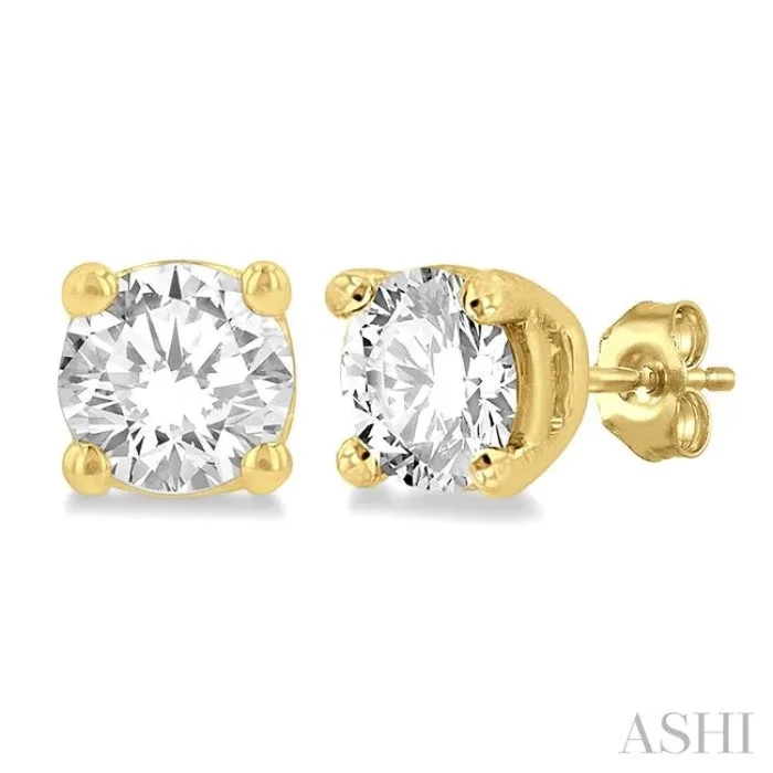3/8 ctw Round Cut Diamond Stud Earring in 14K Yellow Gold