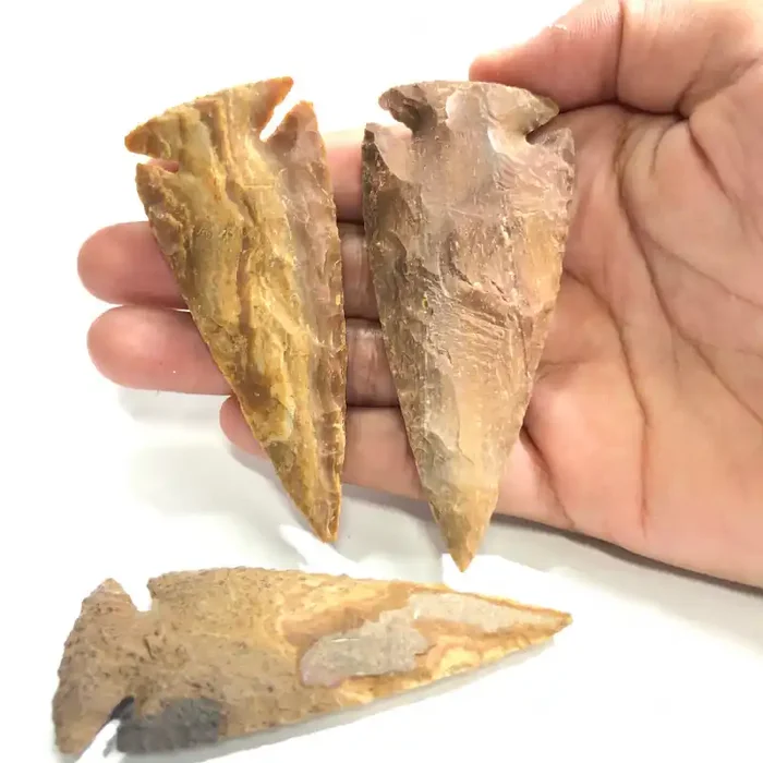 3 Jasper Hand Carved arrow Heads BR 2480