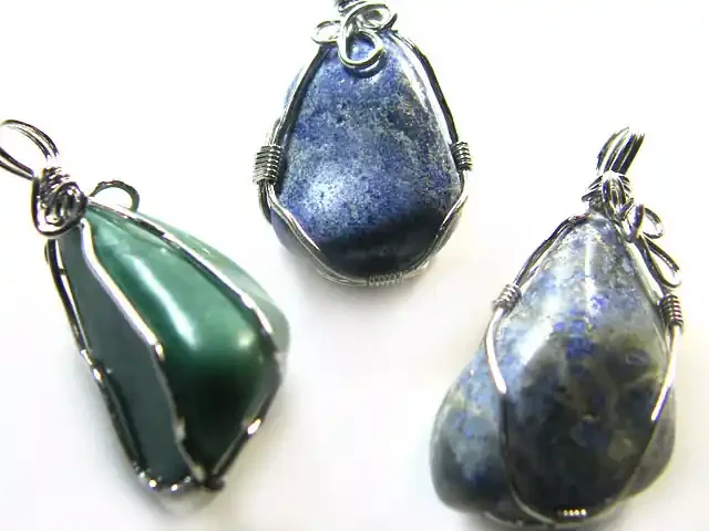 3 LAPIS N ADVENTURINE WIRE WRAP PENDANTS AG 1145
