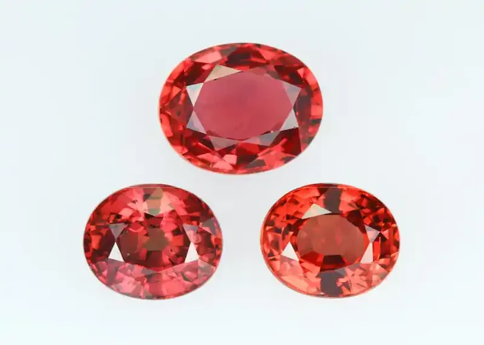3 PCS. SONGEA Orange Sapphire, Exceptional Colour, Matching set for Earring