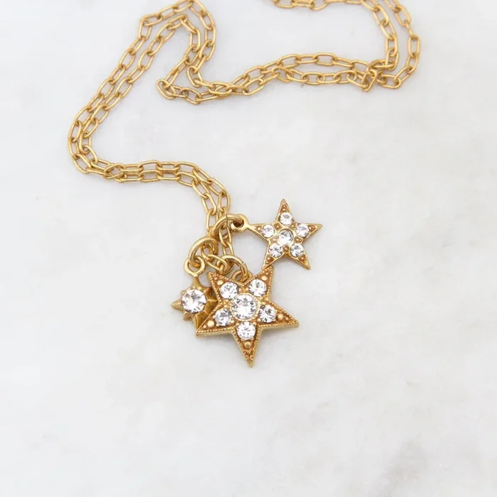 3 Star Charm Necklace – Gold Plate