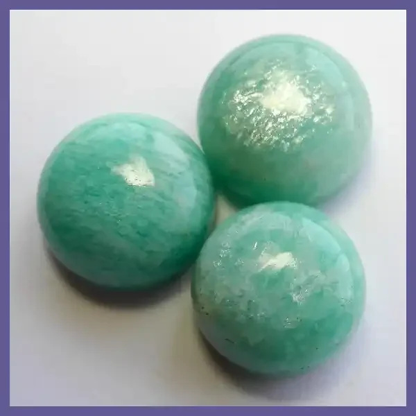 3 X AAA RUSSIAN AMAZONITE ROUND CABOCHONS!!