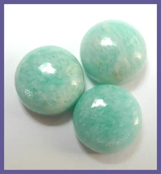 3 X AAA RUSSIAN AMAZONITE ROUND CABOCHONS!!