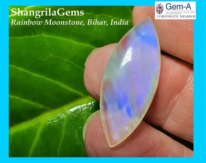 30mm 15ct rainbow moonstone marquise cabochon 30 by 12 by 5mm A beauty!