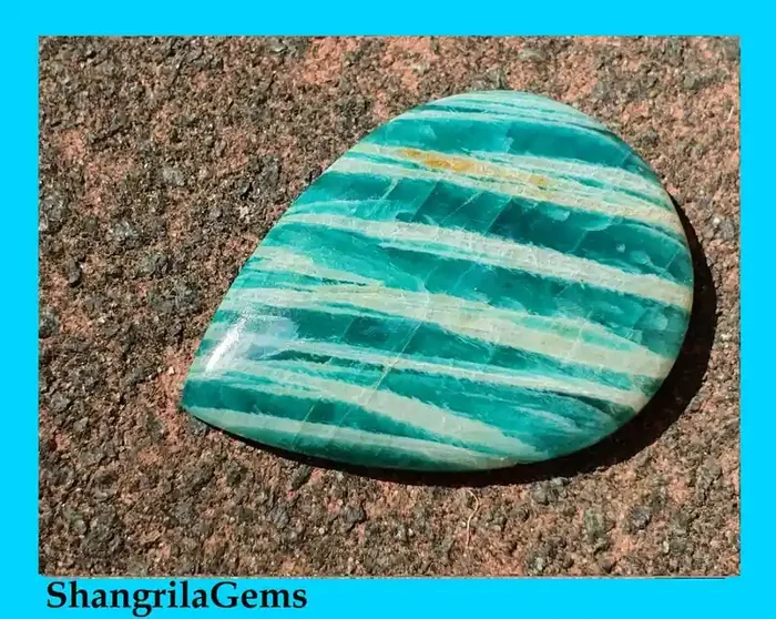 30mm Amazonite cabochon drop pear shape 30 by 22 by 4.5mm 22ct