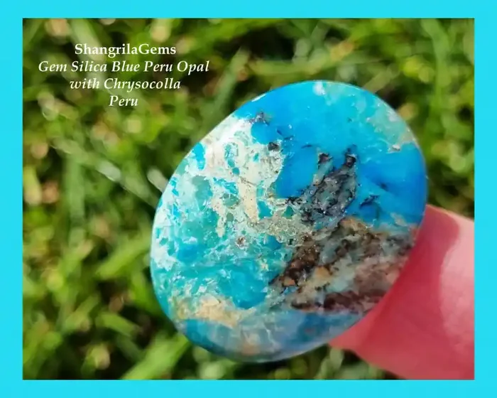 30mm Gem Silica Blue Peru opal Chrysocolla cabochon oval Peru