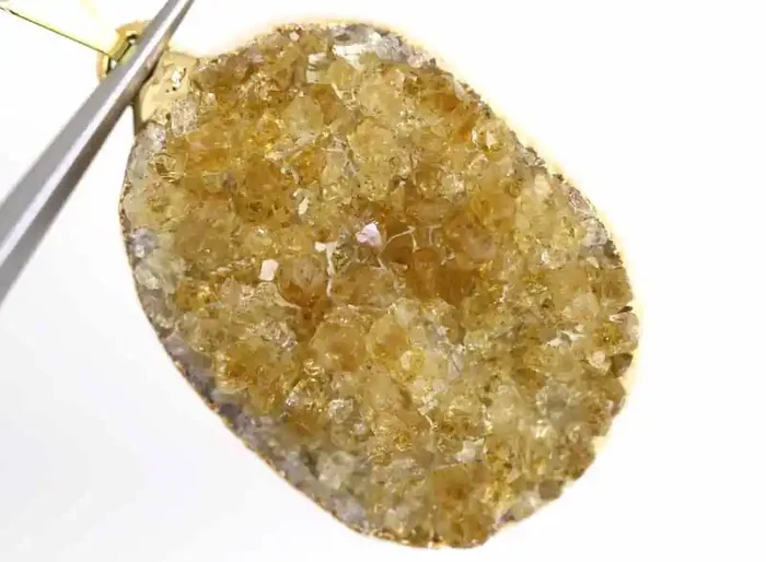 31.75 CTS CITRINE CRYSTAL GOLD PLATED PENDANT SG-3246