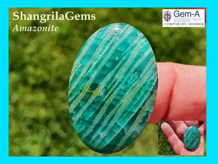 32mm Amazonite cabochon oval 32 by 22 by 5mm