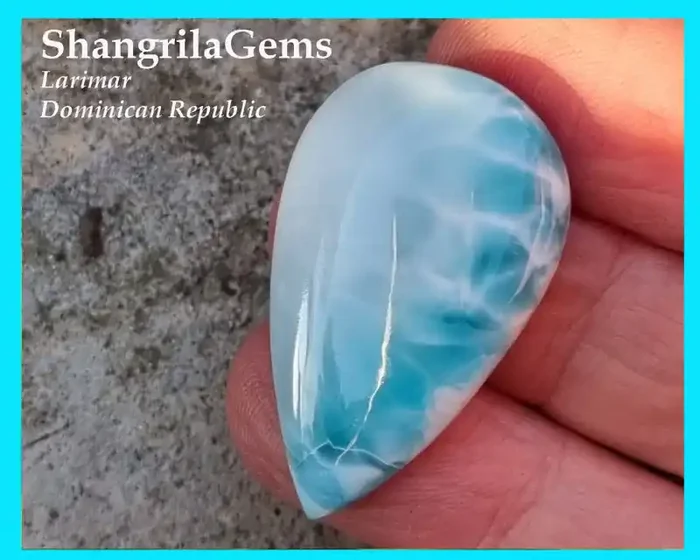 33mm Larimar drop pear cabochon AAA Grade 32ct 33 by 20 by 5mm