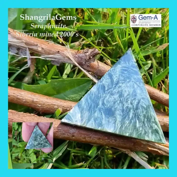 34mm SERAPHiNITE trillion triangle gemstones 20ct