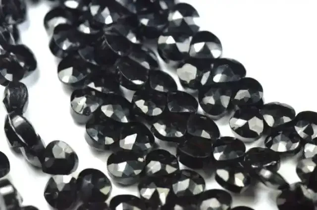 35 6mm black spinel briolettes heart shape faceted diamond polished spdr03