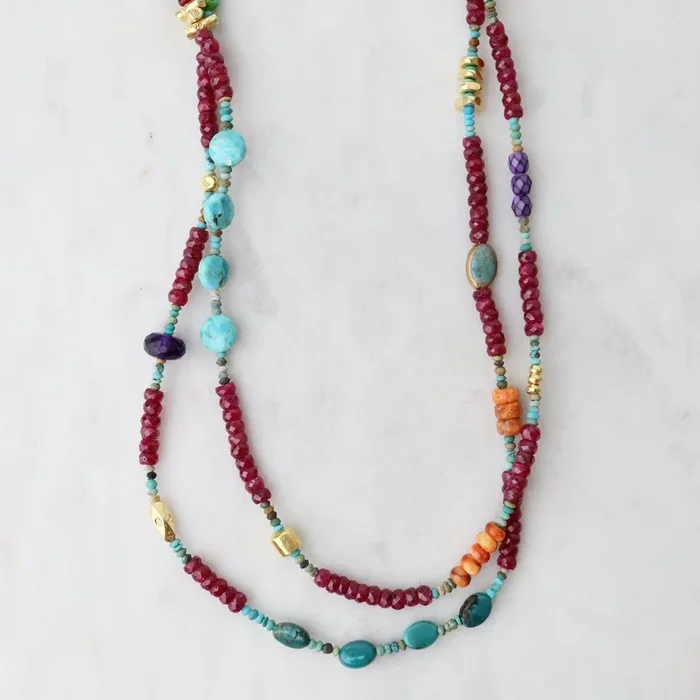 35 inch Ruby Circus Train Necklace