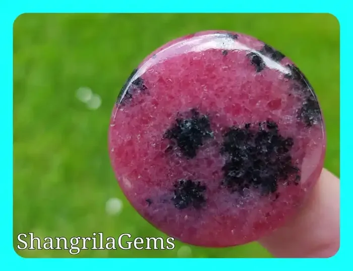 35mm Rhodonite pink cabochon round 82ct 35mm round by 5.5mm