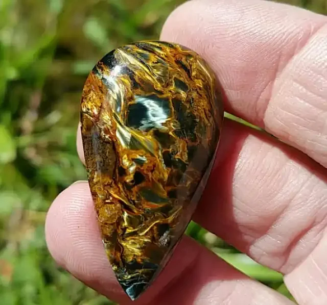 37mm 30ct Pietersite red gold blue cushion cabochon AAA 37 by 21 by 6mm
