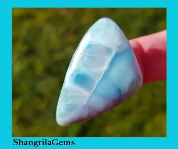 37mm 38.4ct Larimar Cabochon drop pear AAA