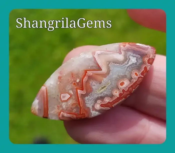 37mm Laguna Red Lace agate cabochon marquise shape 20ct