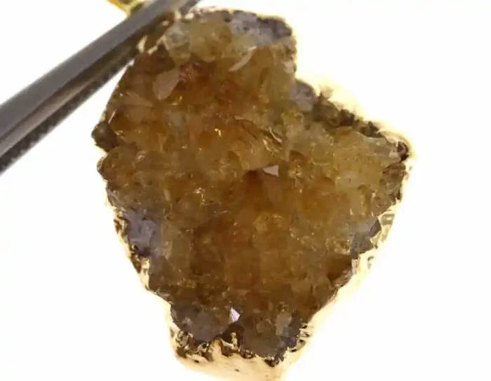 38CTS CITRINE CRYSTAL GOLD PLATED PENDANT SG-3200