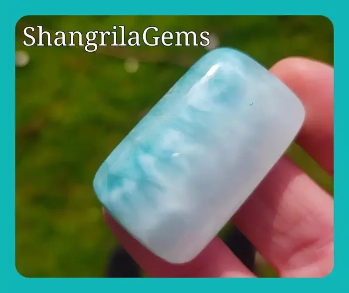 38mm Larimar cabochon cushion AAA QUALITY 73ct 38 by 23 by 6.5mm
