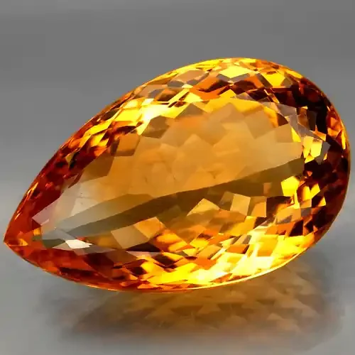 39.2 Ct. Natural Top Golden Yellow Citrine Brazil Pear Shape Facet Unheated