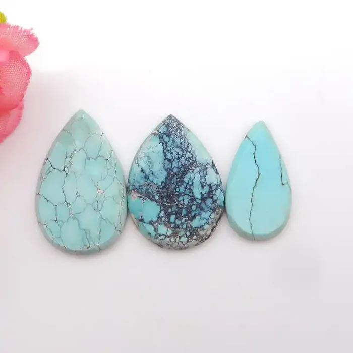 3PCS Turquoise Pear Shape Cabochons, Natural Gemstone