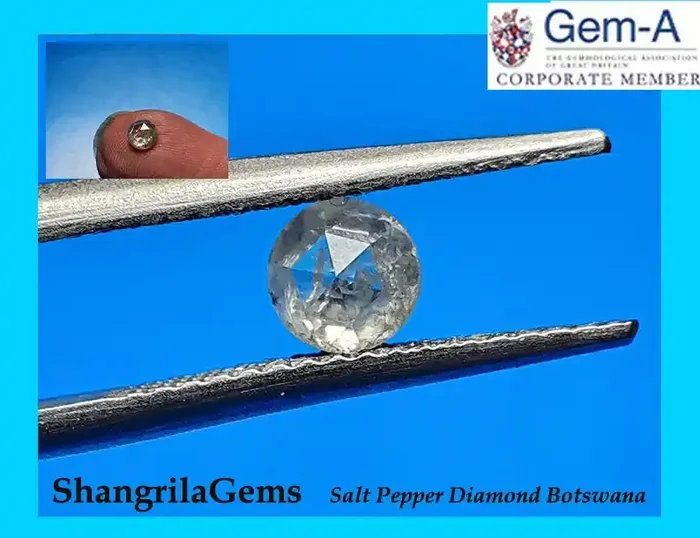4.6mm 0.50ct White Salt Pepper rose cut diamond 4.6 by 2.7mm