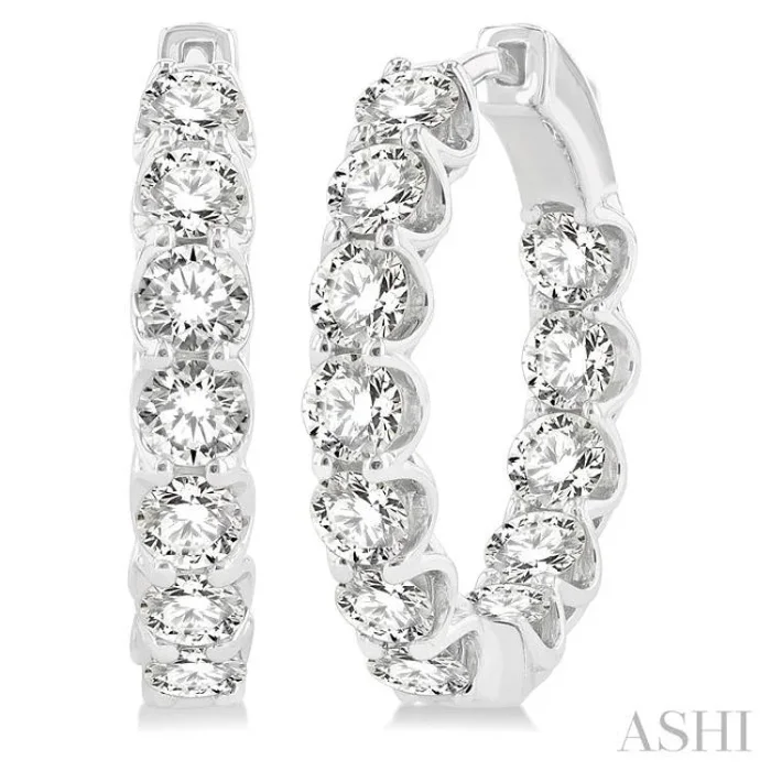 4 ctw Inside-Out Round Cut Diamond Hoop Earrings in 14K White Gold