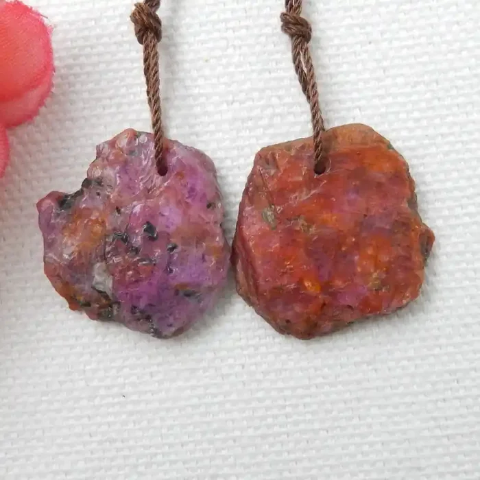 40cts Nugget Ruby Earrings gemstone earrings beads, stone for earrings E657