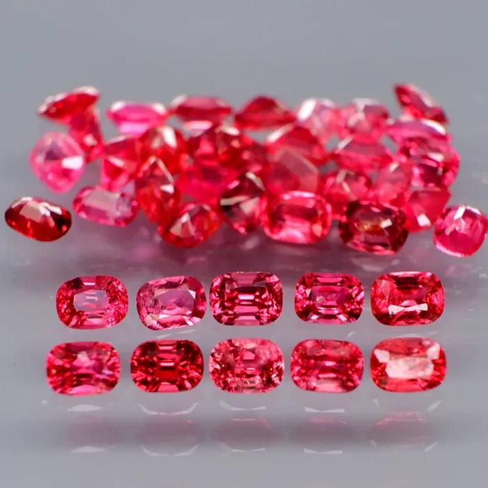 40Pcs/ 6.73 Ct. Cushion 3.5×2.5mm.Ravishing Natural Red&Pink Spinel Myanmar