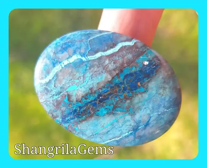 41mm Azurite Chrysocolla cabochon oval also called Shattuckite 56ct 41 by 3